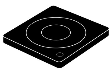 Isometric black hard drive disk storage silhouette vector illustration