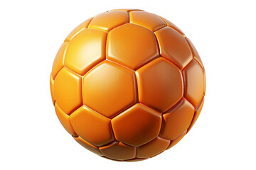 Fototapeta premium Bright orange soccer ball with hexagonal panels isolated on transparent background
