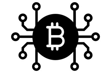 Bitcoin cryptocurrency digital technology silhouette vector illustration