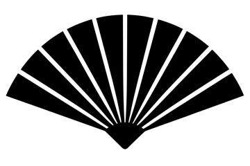 Elegant oriental folding fan open black silhouette vector illustration