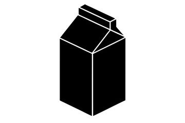 Isometric milk carton packaging black silhouette vector illustration