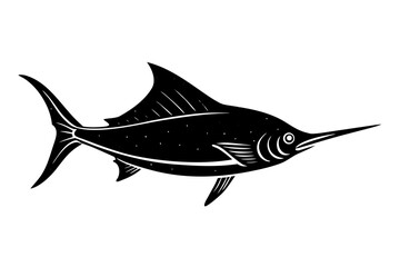Stylized black marlin fish side view silhouette vector illustration