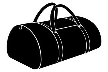 Classic black duffel bag travel luggage silhouette vector illustration