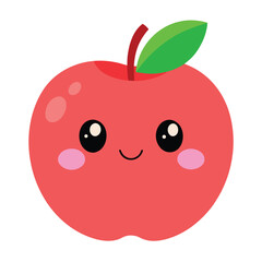 Charming blushing apple character with adorable tiny hands and expressive twinkling eyes