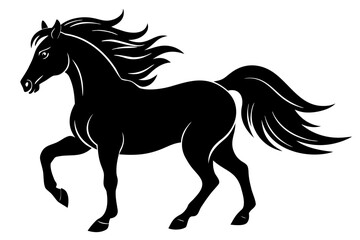 Elegant black horse prancing gracefully silhouette vector illustration