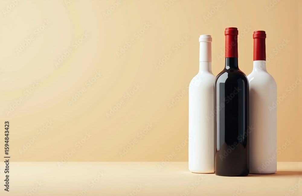 Poster wine bottles standing upright on a neutral background with space for text or design elements