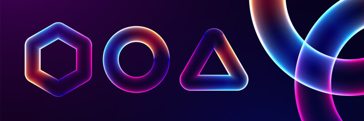 Purple and pink glowing abstract shapes on a dark background