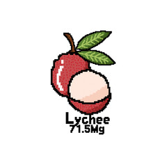 Lychee Fruit Pixel Art - High Vitamin C Tropical Fruit Illustration