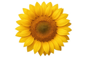 Beautiful sunflower with vibrant yellow petals and detailed center, isolated on a transparent background