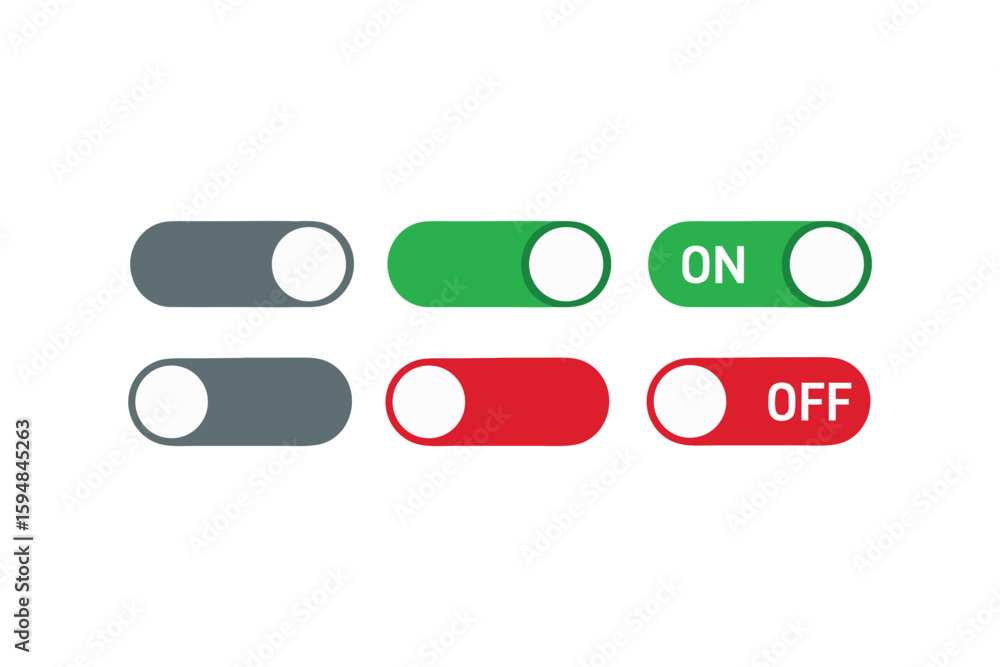 Fototapete Toggle Switch States for UI Design On Off and Neutral Representing Functionality and Control Options and User Interface Elements