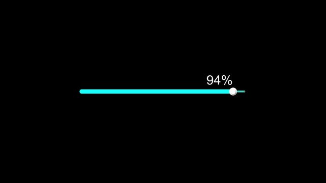 Animated loading bar animation, and Loading to complete 1 to 100% animation . on a black background. 4k video.

