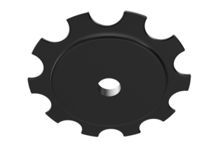 Isolated 3D Rendering: Dark Gray Bicycle Sprocket Component, detailed high-precision steel gear for Engineering and Mechanical Drive System Designs, featuring power transmission efficiency, rendered