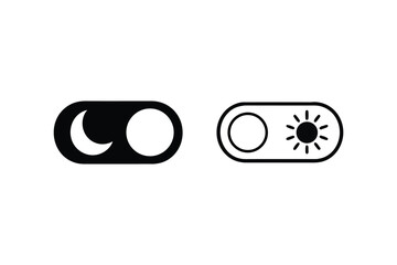 Conceptual Toggle Switches Displaying Moon Icon for Dark Mode and Sun Icon for Light Mode UI Interface Elements