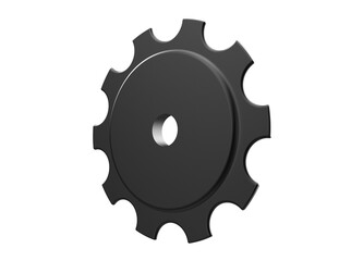 Isolated 3D Rendering: Dark Gray Bicycle Sprocket Component, detailed high-precision steel gear for Engineering and Mechanical Drive System Designs, featuring power transmission efficiency, rendered