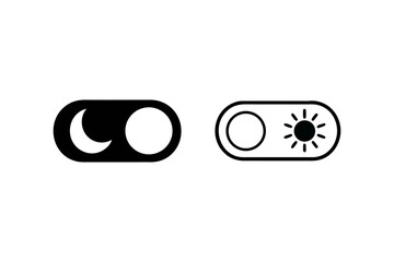 Day and Night Toggle Switches Representing Light and Dark Modes with Contrasting Icons and Simple Design