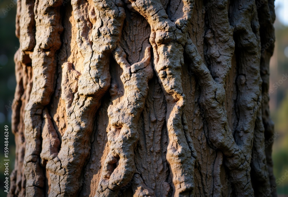 Poster close-up of textured tree bark showing intricate patterns and rugged surface