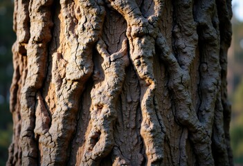 Close-up of textured tree bark showing intricate patterns and rugged surface