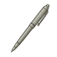 A detailed illustration of a silver pen  isolated on a transparent background, png, cutout