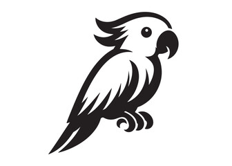 parrot logo silhouette vector, tropical bird logo silhouette, a silhouette of a parrot on a branch clipart design, beautiful parrot bird logo silhouettes vector on a white background