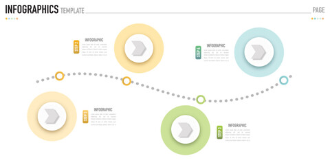 Origami circular infographic template or element with 4 step, process, option, colorful circle, paper cut origami, icons, gradient color, column, funnel for sale slide, minimal modern simple style