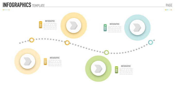 Origami circular infographic template or element with 4 step, process, option, colorful circle, paper cut origami, icons, gradient color, column, funnel for sale slide, minimal modern simple style