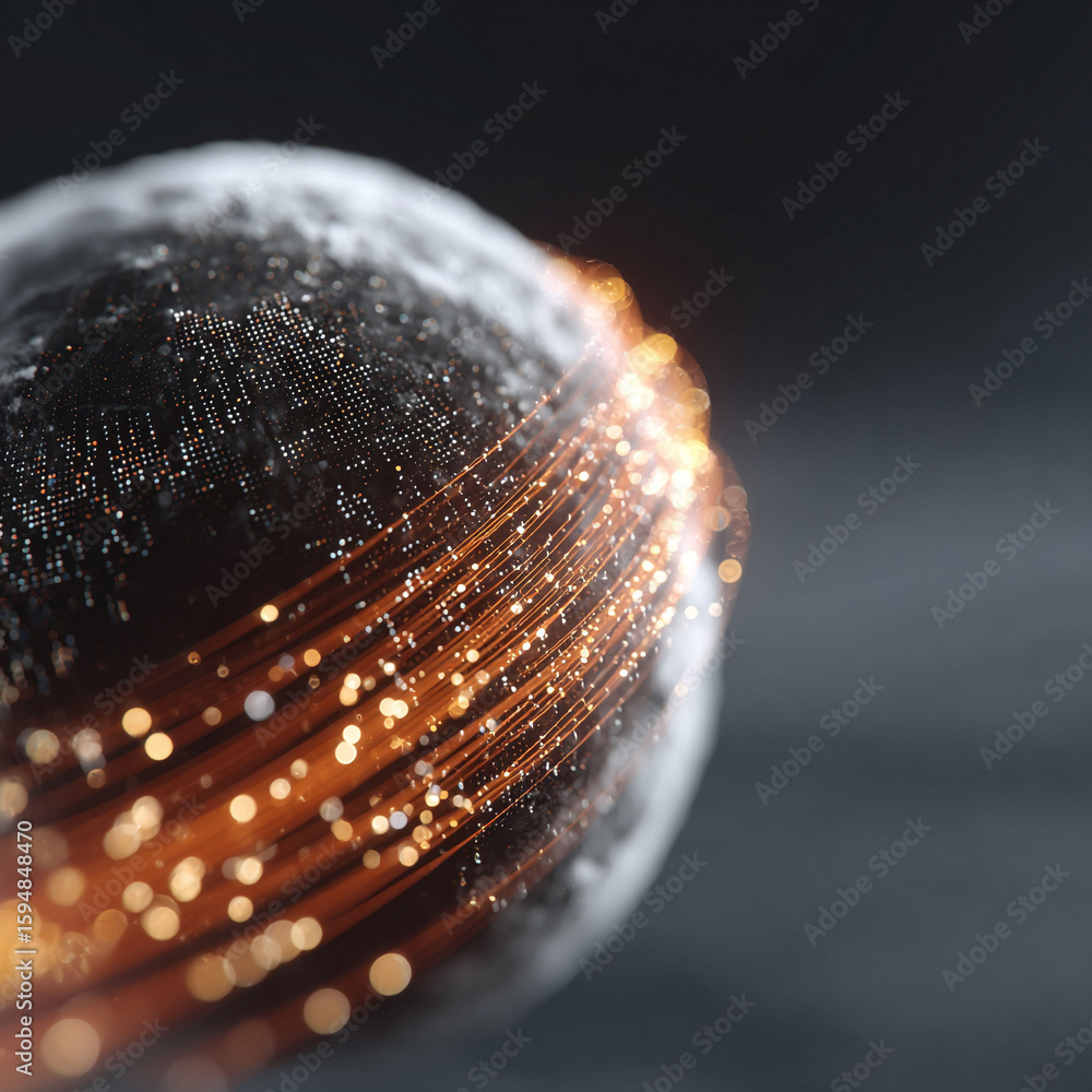 Aufkleber abstract globe emitting glowing data streams. futuristic, technological visualization for concepts l