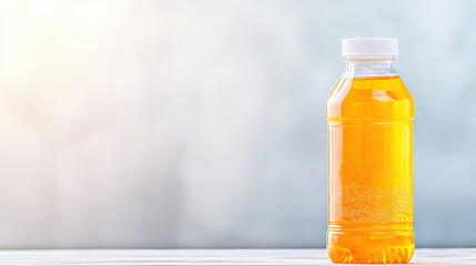Refreshing sports drink in clear bottle, vibrant orange color, energizing and sugar free, perfect for hydration