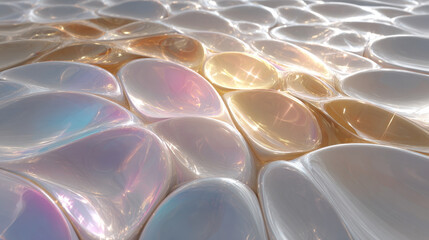 Fototapeta premium Iridescent surface with oval shapes pattern background image