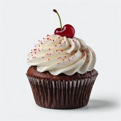 Cupcake with cherry. Generative Ai