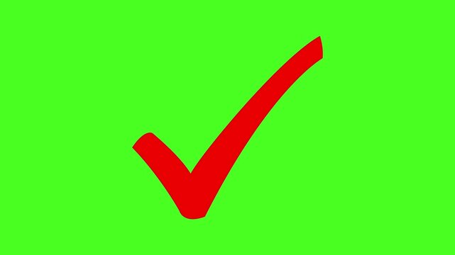 Red Tick mark icon animation on isolated background. Check mark animation icon 4k. Approved tick mark icon animation. Red Tick Mark Animation Motion Graphics. 3D check mark icon, approved sign,