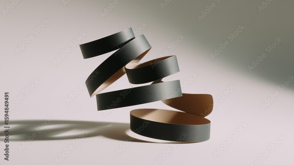 Poster spiraling abstract shapes create a dynamic visual in a minimalist setting highlighting art and desig