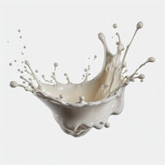 Splash of milk or cream isolated on white background With clipping path. Full depth of field. Focus stacking. PNG. Generative AI