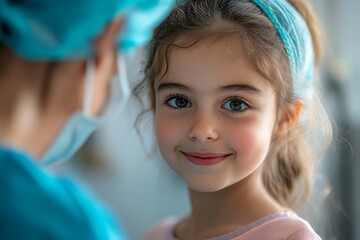 Little girl with her mother in a surgery examination, highlighting the role of healthcare providers in supporting pediatric care and family well-being, Generative AI