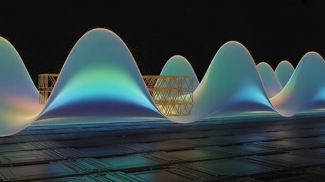 Abstract waves and geometric structures represent digital technology - Powered by Adobe