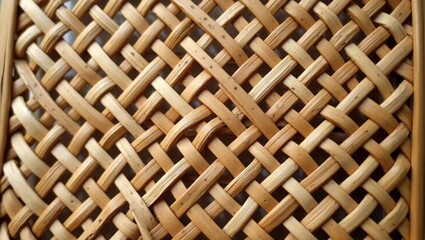 Naklejka premium Light Brown Woven Wicker Pattern Background Texture