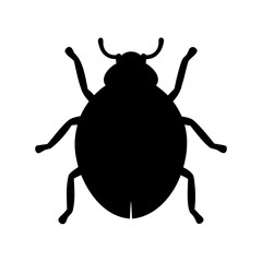 black beetle silhouette vector, bug icon flat vector