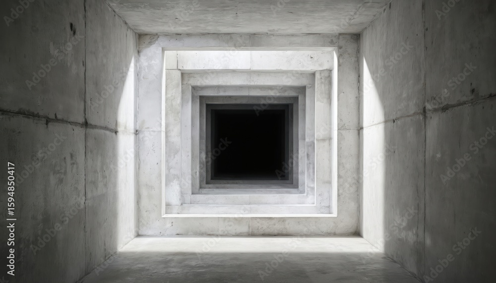 Aufkleber concrete structure with repeating square openings leading into darkness. strong geometric shapes, sh