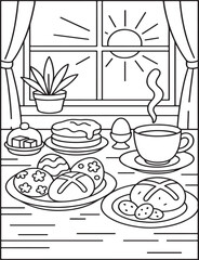 Cozy Moments Bold Line Coloring Page – Relaxing Hygge-Inspired Illustration
