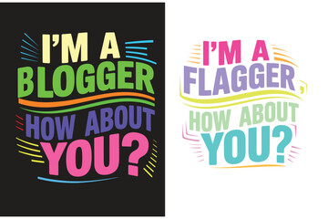 Bold colourful text design declares i m a  blogger how about you editable vector transparent png set. .