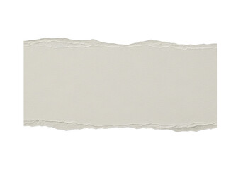 Obraz premium A blank, horizontally oriented light beige paper with rough, frayed torn edges and fibrous texture, casting a soft shadow on a plain white background from a top-down view. Concept of natural