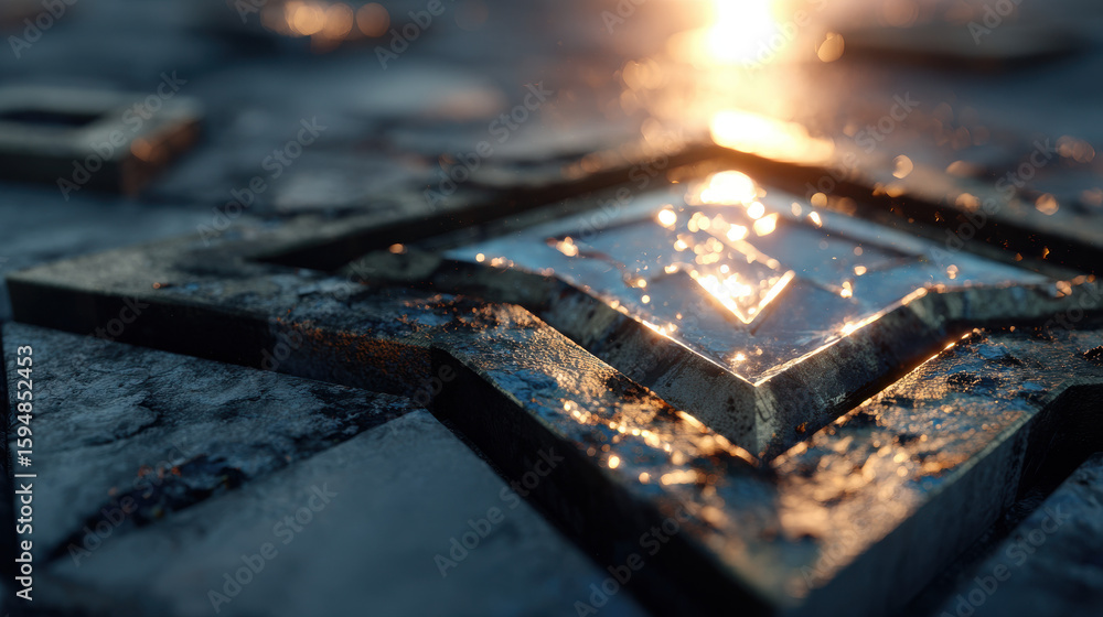 Aufkleber illuminated emblem on textured surface close up background image