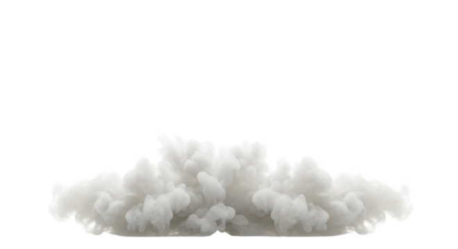 Soft, diffused light gray smoke, wispy cloud structures, clear contours, gently rising from bottom of transparent background with vast negative space above, isolated studio photo, high-key lighting,
