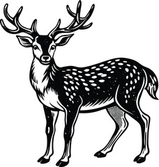 Stylized Deer Illustration with CMYK Colors Helvetica and Courier Fonts for Design