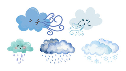 Wind and Cloud Elements Circling Globe &ndash; Weather and Climate Editorial Vector