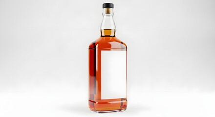 Whiskey Bottle Mockup with Blank Label on White Background