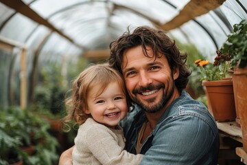 Father with his little daughter with Down syndrome on swings outdoors in the playground, showcasing the joy and fun of spending time together in a supportive environment, Generative AI