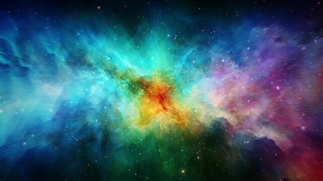 Loop colorful space travel nebula in deep space abstract sci fi background. 4K 3D seamless loop Sci-Fi Space flight to glow energy gas dust cloud nebula galaxy