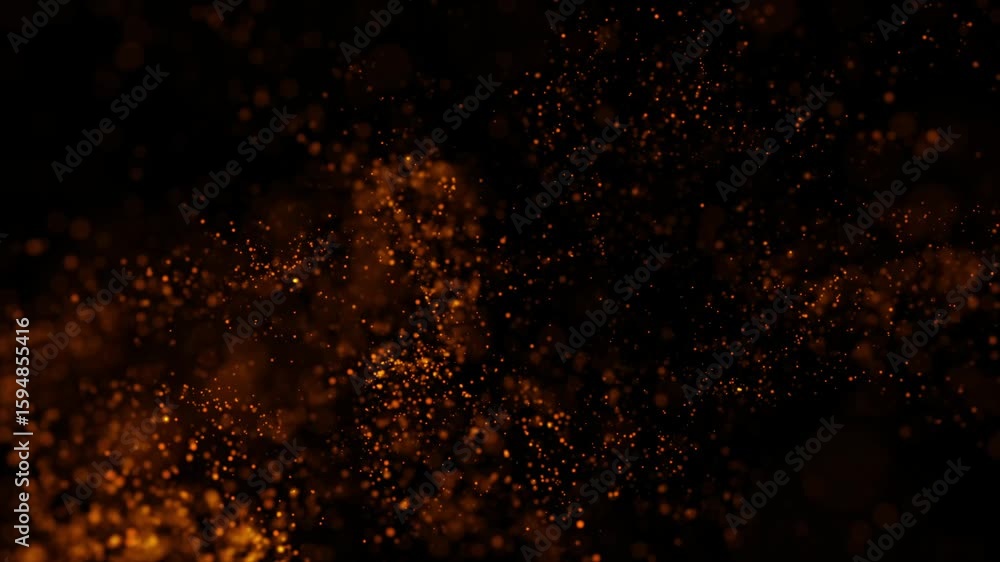 Poster abstract loop flow glow orange dust bokeh particles flow from bottom left to top right effect animat