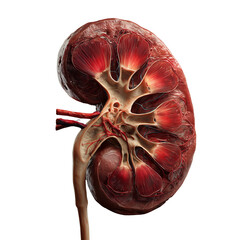 Human Kidney Anatomy Cross Section isolated on a transparent background