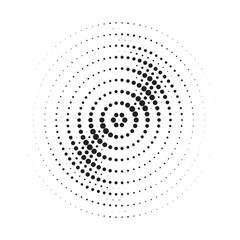 Halftone circle frame dotted background set. Round border Icon using halftone random circle dots raster texture. Grunge circular stain. Vector illustration.	